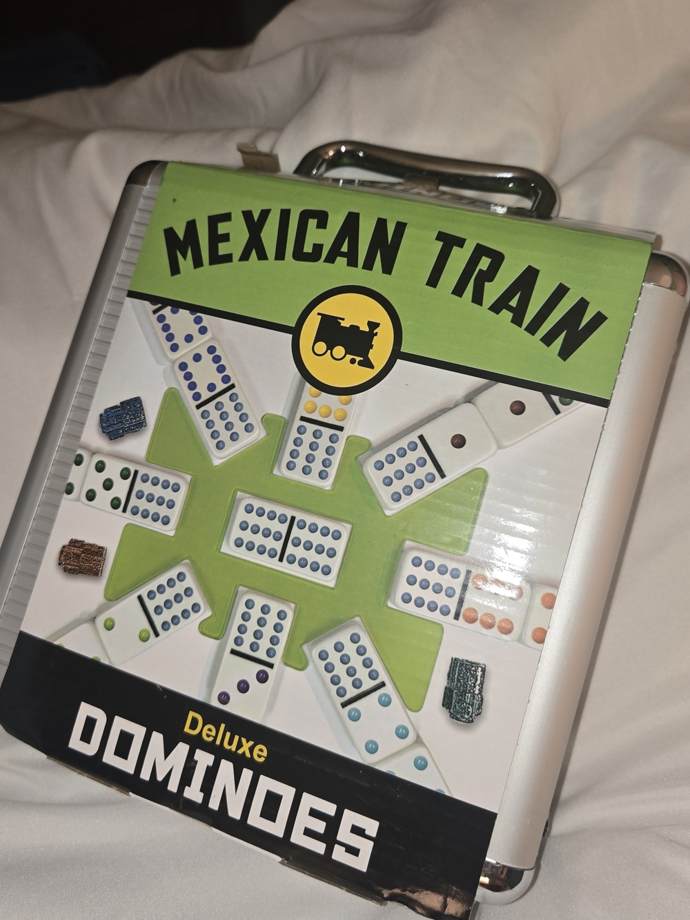 Mexican Train Deluxe Dominoes Domino Game in Travel Case Brand New University